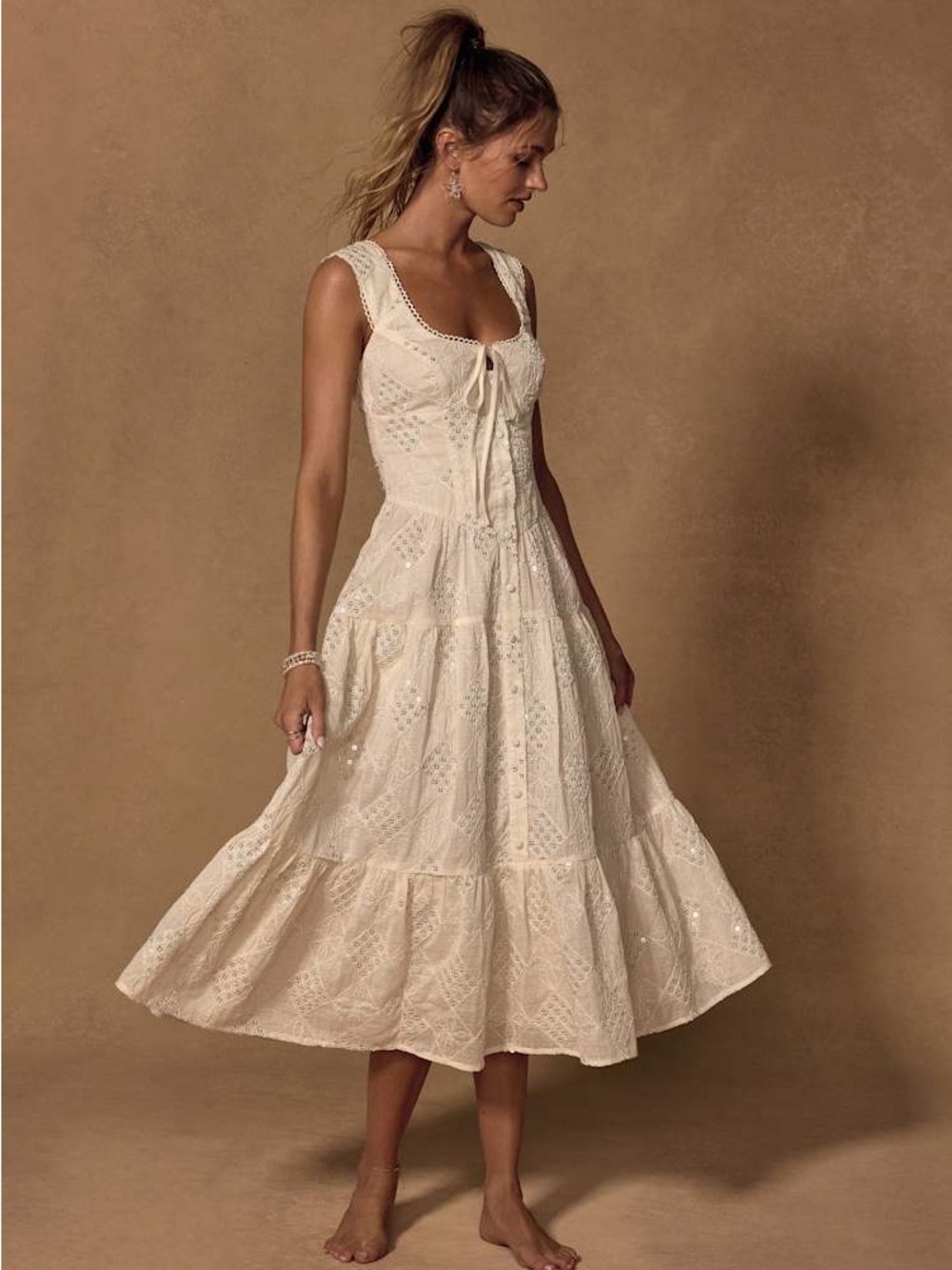 Lulu's Ivory Eyelet Lace Maxi Dress